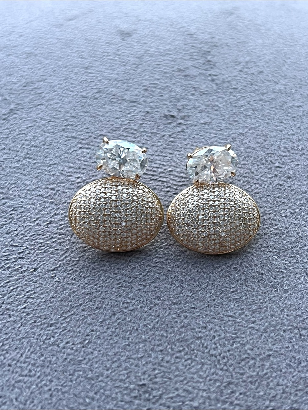 For Jesse Moissanite Gold Over 925 Sterling Silver Oval Statement Earrings